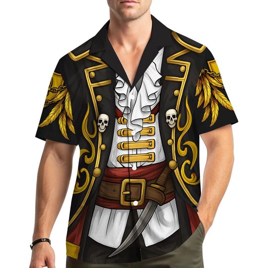 Discover Funny Pirate Hawaiian Shirt for Men Women Youth, Captain Pirate Short Sleeve Beach Costume