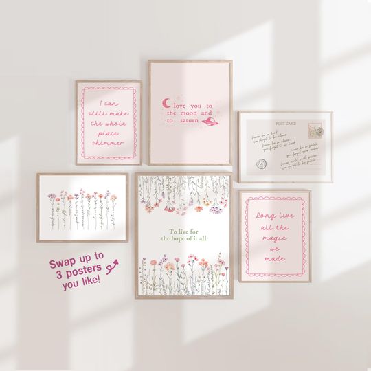 Discover Set of 6 Marjorie Never Be So Kind You Forget To Be Clever Taylor Poster Bundle To Live For The Hope Of It All Wall Art Digital Printable