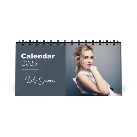 Discover Lily James 2026 Desk Calendar | Premium Spiral Bound Celebrity Photo Calendar | High Quality Collectible Gift for Fans & Desk Decor