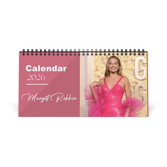 Discover Margot Robbie 2026 Desk Calendar | Premium Spiral Bound Celebrity Photo Calendar | Stunning Collectible Gift for Fans & Desk Dcor