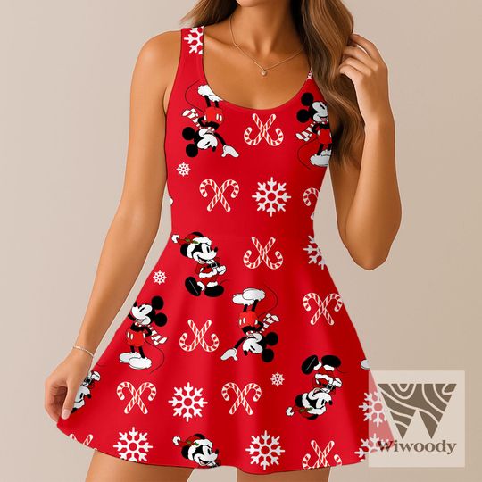Discover Mickey Holiday Season Candy Cane Skater Dress, Very Merry Christmas Dress, Disneyland Christmas Party 2025 Outfit