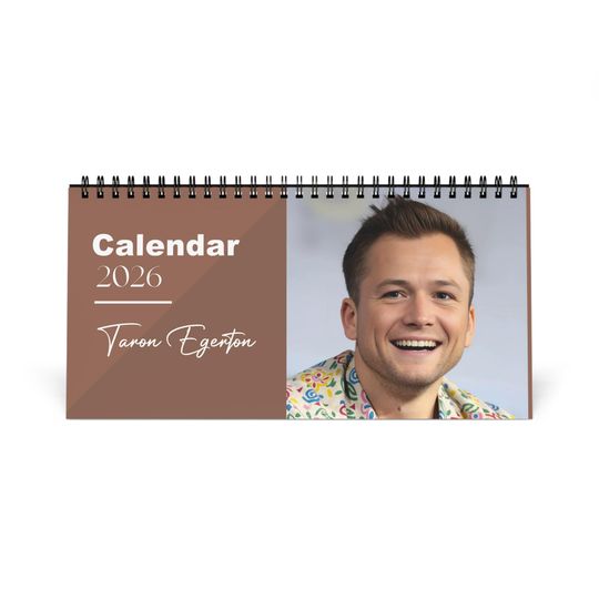 Discover Taron Egerton 2026 Desk Calendar | Celebrity Photo Calendar | Hollywood Actor Gift | Stylish Desk Decor