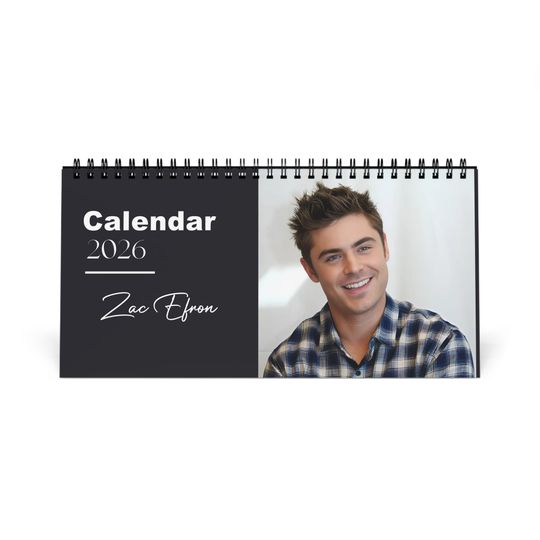Discover Zac Efron 2026 Desk Calendar | Actor Monthly Planner | Zac Efron Gift | Office Decor
