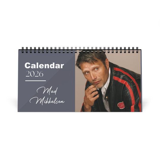 Discover Mads Mikkelsen 2026 Desk Calendar | Premium Spiral Bound Celebrity Photo Calendar | High Quality Collectible Gift for Fans & Desk Dcor