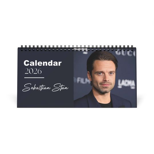 Discover Sebastian Stan 2026 Desk Calendar | Celebrity Photo Calendar | Stylish Desk Accessory & Perfect Fan Gift
