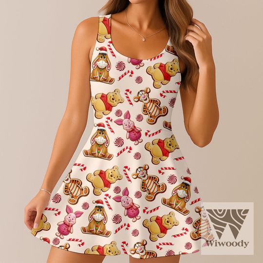 Eeyore Tiger Piglet Pooh Friend Gingerbread Xmas Skater Dress, Very Merry Christmas Dress, Disneyland  Christmas  Party 2025 Outfit