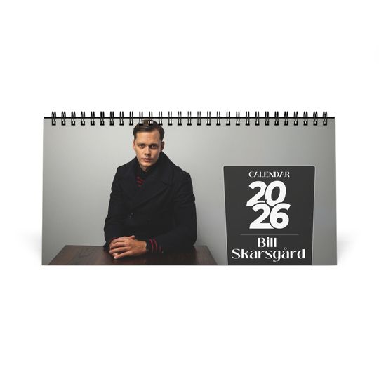 Discover Bill Skarsgrd 2026 Desk Calendar | Premium Spiral Bound Celebrity Photo Calendar | Stylish Gift for Fans & Desk Dcor