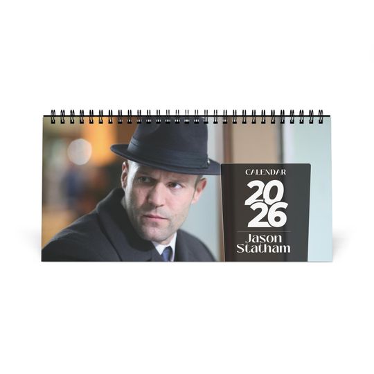 Discover Jason Statham 2026 Desk Calendar | Premium Spiral Bound Celebrity Photo Calendar | Gift for Fans & Action Desk Dcor