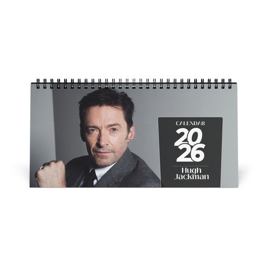 Hugh Jackman 2026 Desk Calendar | Premium Spiral Bound Celebrity Photo Calendar | Gift for Fans & Stylish Desk Decor