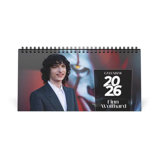 Discover Finn Wolfhard 2026 Desk Calendar | Premium Spiral Bound Celebrity Photo Calendar | Gift for Fans & Cool Desk Dcor