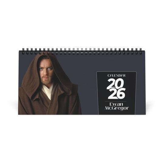 Discover Ewan McGregor 2026 Desk Calendar | Premium Spiral Bound Celebrity Photo Calendar | Gift for Movie Fans & Desk Dcor
