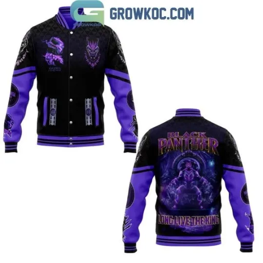Discover Black Panther Long Live The King Purple Black Baseball Jacket