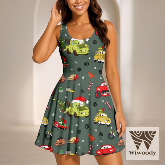 McQueen Tow Mater Sally Car Friend Xmas Skater Dress, Very Merry Christmas Dress, Disneyland Christmas Party 2025 Outfit
