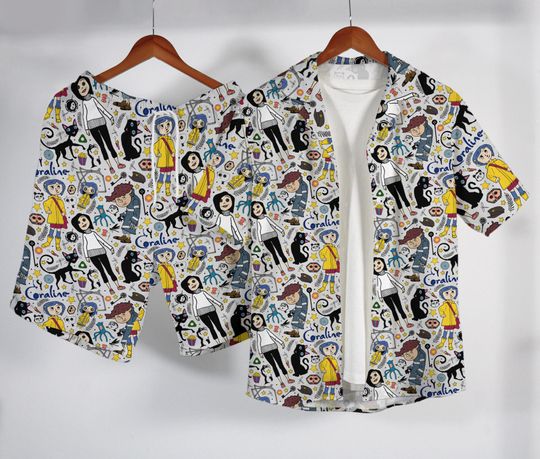 Coraline Hawaiian Shirt - Spooky Horror Movie Costume, Halloween Witchy Shirt