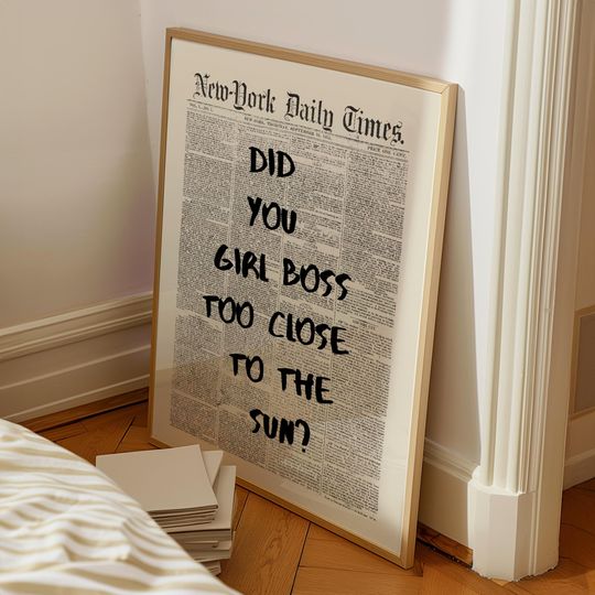 Discover Taylorr Swifts Newspaper Print: 'Girl Boss' Typography Poster (Digital Download)