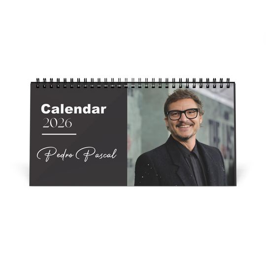 Pedro Pascal 2026 Desk Calendar | Premium Spiral Bound Celebrity Photo Calendar | Stylish Fan Gift & Desk Dcor