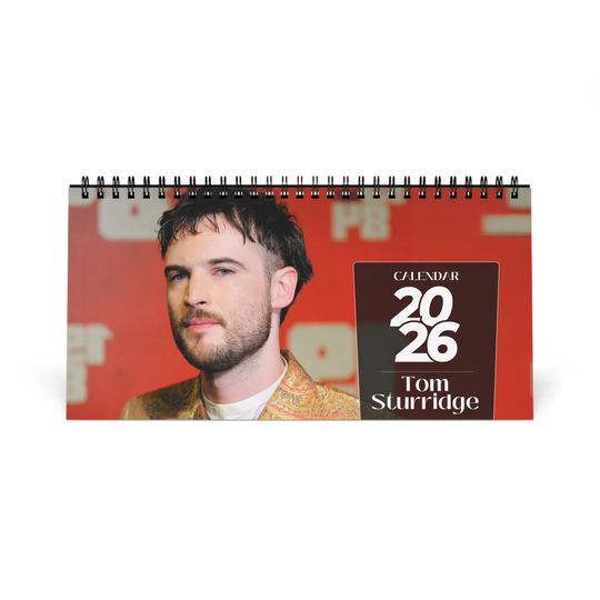 Discover Tom Sturridge 2026 Desk Calendar | Premium Spiral Bound Celebrity Photo Calendar | Elegant Gift for Fans & Desk Dcor