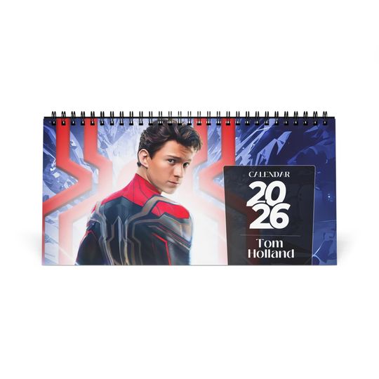 Tom Holland 2026 Desk Calendar | Premium Spiral Bound Celebrity Photo Calendar | Gift for Fans & Stylish Desk Dcor