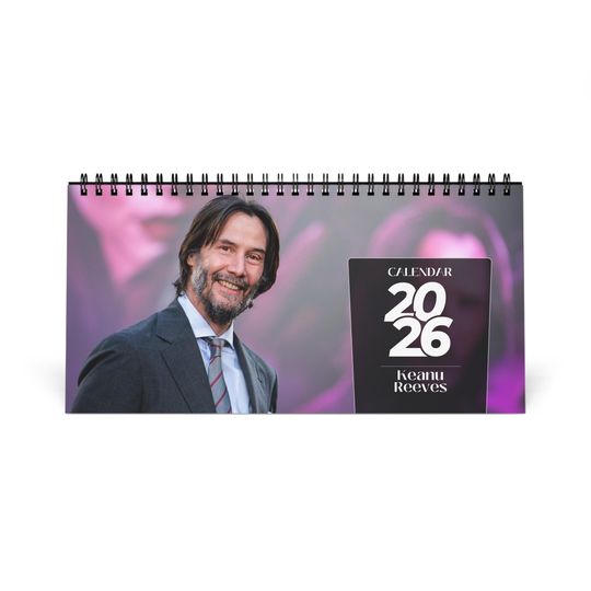 Discover Keanu Reeves 2026 Desk Calendar | Premium Spiral Bound Celebrity Photo Calendar | Gift for Fans & Cool Desk Dcor