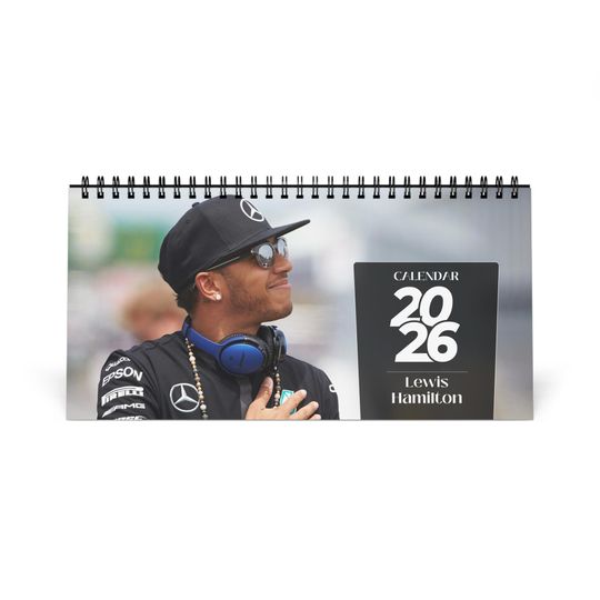 Discover Lewis Hamilton 2026 Desk Calendar | Premium Spiral Bound F1 Photo Calendar | Gift for Racing Fans & Motorsport Lovers