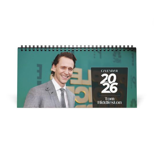 Tom Hiddleston 2026 Desk Calendar | Premium Spiral Bound Celebrity Photo Calendar | Gift for Fans & Stylish Desk Dcor