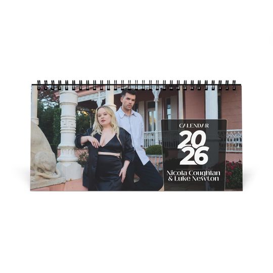 Discover Nicola Coughlan and Luke Newton 2026 Desk Calendar | Premium Spiral Bound Celebrity Photo Calendar | Gift for Fans & Desk Dcor