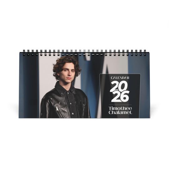 Discover Timothe Chalamet 2026 Desk Calendar | Premium Spiral Bound Celebrity Photo Calendar | Gift for Fans & Stylish Desk Dcor