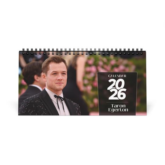 Discover Taron Egerton 2026 Desk Calendar | Premium Spiral Bound Celebrity Photo Calendar | Gift for Fans & Stylish Desk Dcor