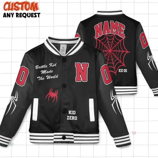 Discover Personalized Battle Kid Made The World Spiderman Lovers Baseball Jacket