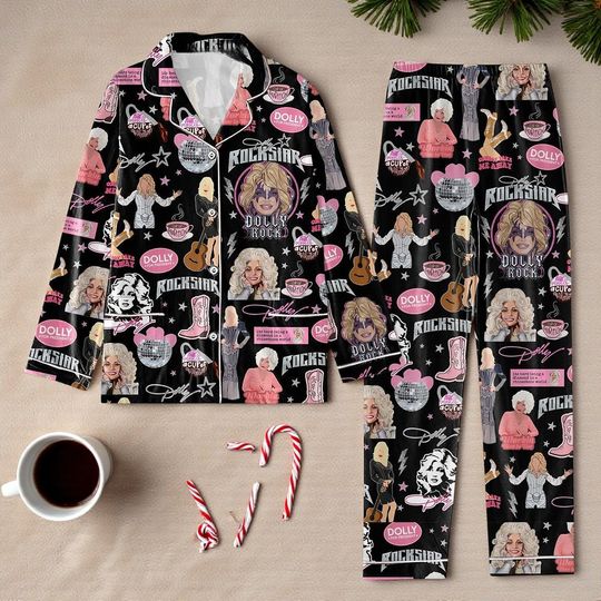 Dolly Parton Cowboy Take Me Away Pajamas Set, Country Music Sleepwear, Christmas Gift for Dolly Fans