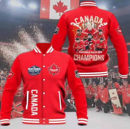 Discover Canada 2025 4 Nations Face-Off Varsity Baseball Jacket for Unisex