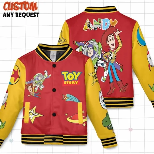 Personalized Toy Story Woody & Buzz Lightyear Reach For The Sky Baseball Jacket