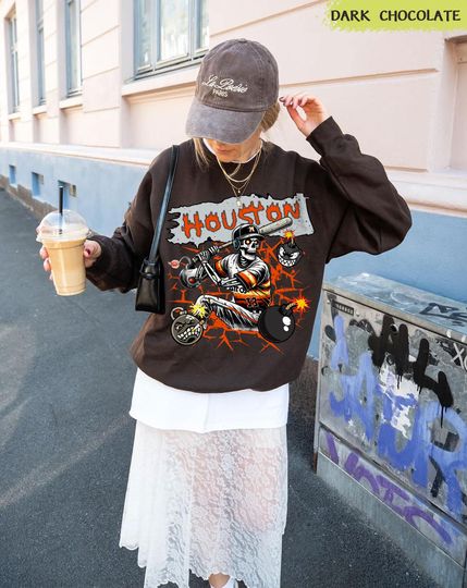 Discover Houston Baseball Skeleton Sweatshirt,Skeleton Shirt,Houston Baseball Fan Apparel tee, Sweat-Aldult-Youth Tshirt,Baseball Hoodie