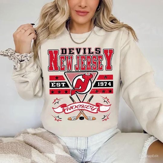Discover New Jersey Hockey Sweatshirt,Vintage Graphic Tee,Hockey Gift For Fan, Sweat-Aldult-Youth Tshirt,Retro Hoodie JHF0