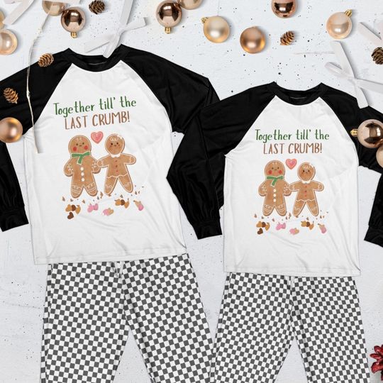 Gingerbread Christmas Raglan Pajama Set: Together Till' The Last Crumb Sleepwear