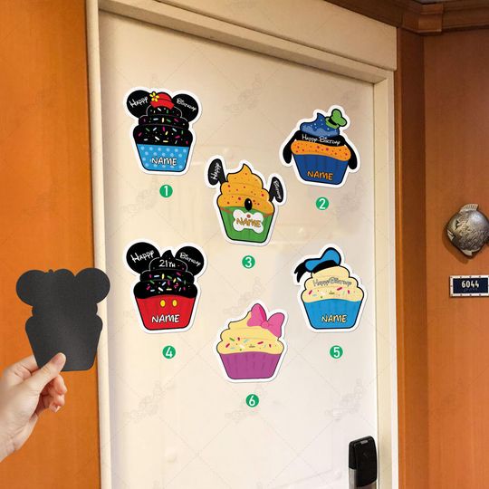 Discover Personalized Mickey Cup Cake Birthday Magnet, Disney Inspired Birthday Cake Cruise Door Magnet, Birthday Decor Magnet, Mickey and friends