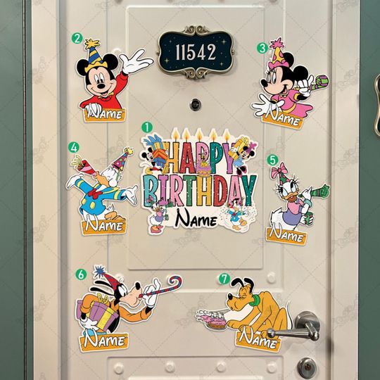 Discover Personalized Mickey & Friends Birthday Magnet, Happy Birthday Magnet, Disney Cruise Ship Birthday Magnet, Birthday Cruise Door Magnet