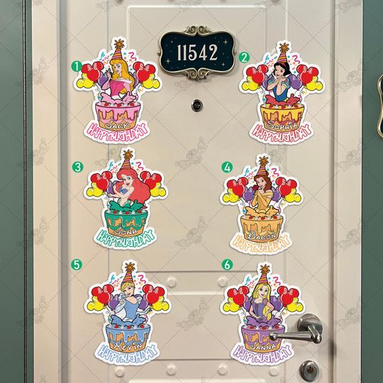 Discover Personalized Disney Princess Birthday Magnet, Disney Inspired Birthday Cake Cruise Door Magnet, Birthday Decor Magnet, Happy Birthday Magnet