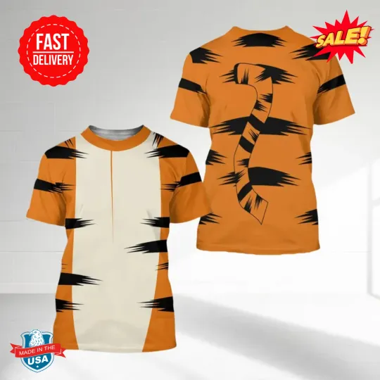 Discover Tigger Winnie The Pooh 3D Shirt, Tigger Cosplay Costume Tee, Gift For Fan