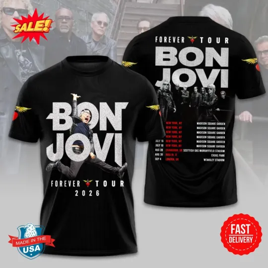 Discover Bon Jovi 2026 Forever Tour 3D Shirt, Gift For Fan