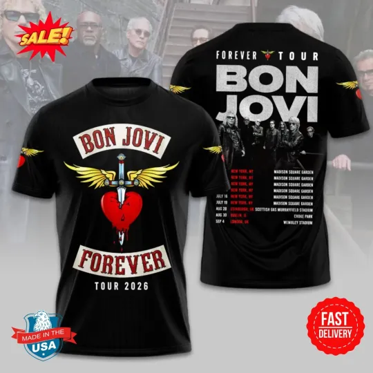 Discover Bon Jovi 2026 Forever Tour 3D Shirt, Gift For Fan