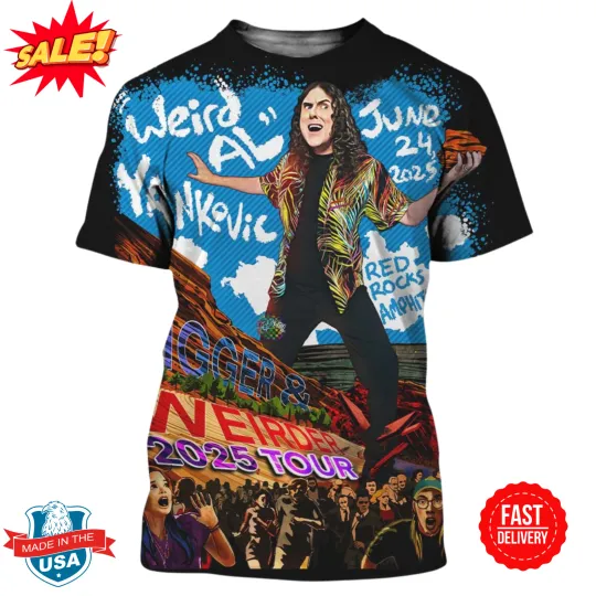 Discover Weird Al Yankovic Bigger And Weirder 2025 Tour On June 24 2025 3D T Shirt