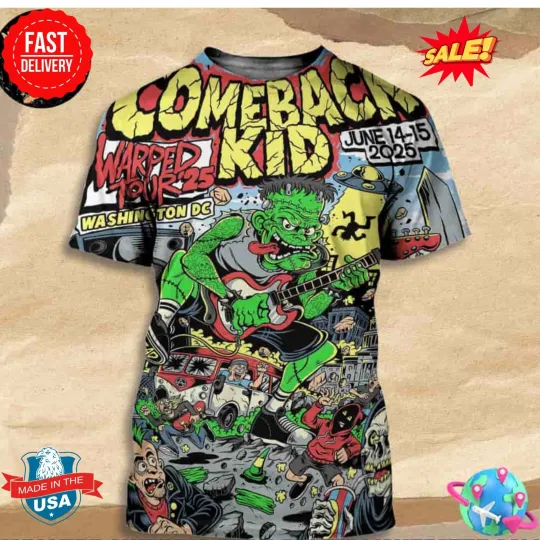 Come Back Kid Warped Tour 2025 In Washington DC On June 12-15 3D T-Shirt