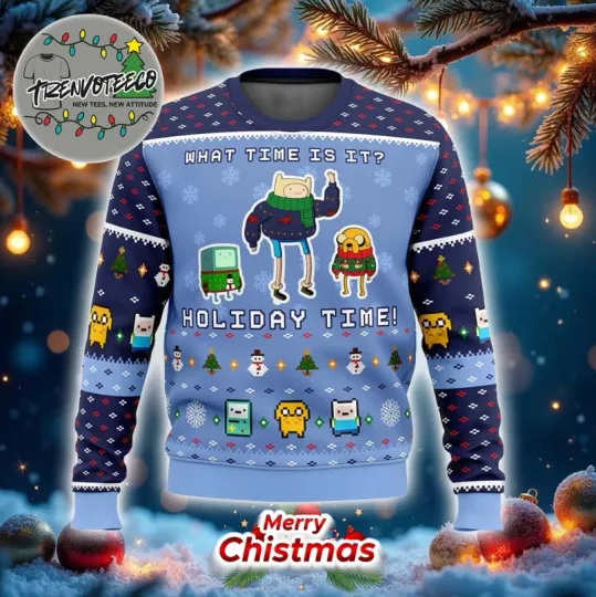 Adventure Time What Time Is It Holiday Time Ugly Christmas Sweater