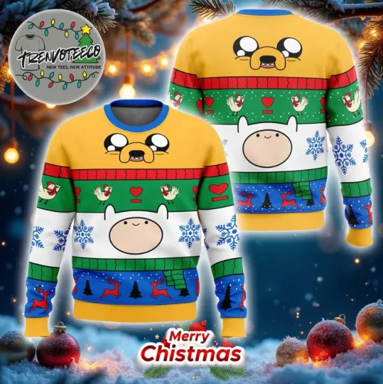 Adventure Time Christmas Finn And Jake Ugly Christmas Sweater