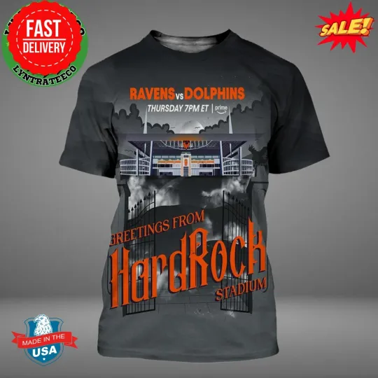 Matchup Miami Dolphin VS Baltimore Raven At Hard Rock Stadium 3D Shirt