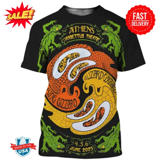 Discover King Gizzard And The Lizard Wizard Athens Greece 2025 On June 4 5 6 3D T Shirt