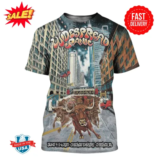 Discover Widespread Panic At Chicago Theatre In Chicago IL On June 4th 5th 6th 2025 3D T Shirt