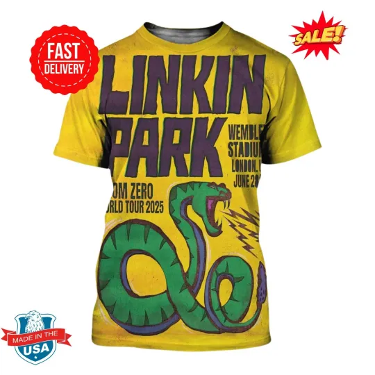 Linkin Park London UK Show Poster On June 28th From Zero World Tour 2025 3D T Shirt