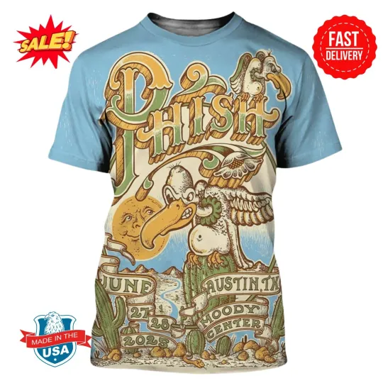 Phish Dry Goods For Austin Texas At Moody Center On June 27 And 28 2025 3D T Shirt